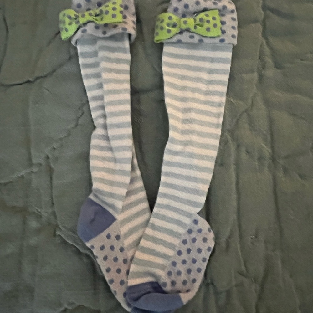 Striped Kids Knee-High Socks with Bow
